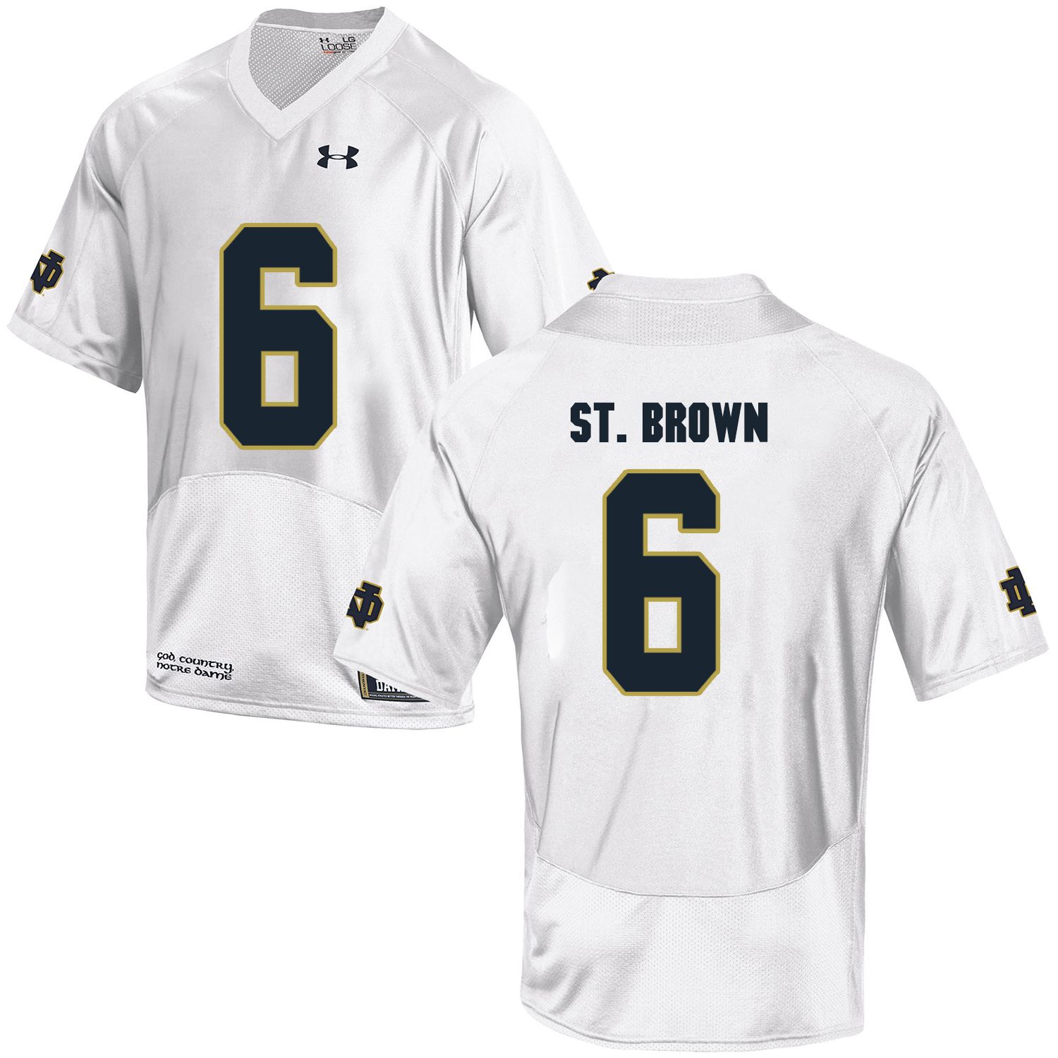 Men Norte Dame Fighting Irish #6 St.Brown White Customized NCAA Jerseys->customized ncaa jersey->Custom Jersey